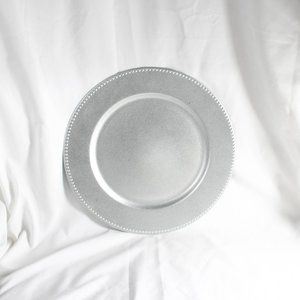 Silver Metallic Charger Plate Home Decor Neutral Center Piece Modern Minimalist